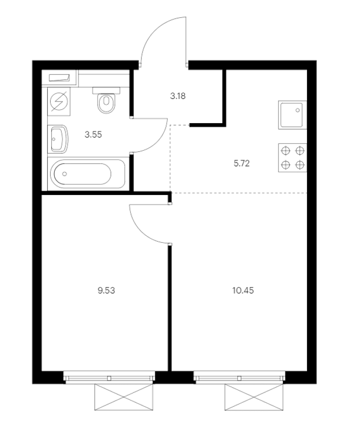1-комнатная квартира 32.43 м², 10/15 эт., ЖК «Янинский лес»